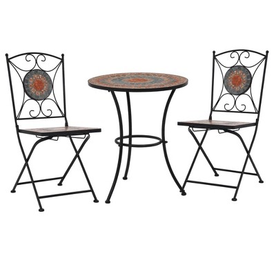 Mosaic Bistro Set Terracotta, Gray, Orange vidaXL