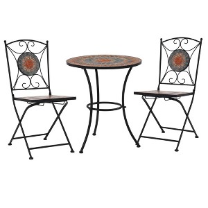 Mosaic Bistro Set Terracotta, Gray, Orange vidaXL - 1 of 4
