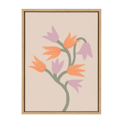 18" x 24" Sylvie May Blooms Framed Canvas by Kate Aurelia Holloway Natural - Kate & Laurel All Things Decor