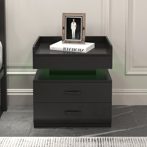 FONTOI Nightstand with 2 Drawers&Large Storage Space, Bedside Table for Bedroom, Living Room, Dining Room, Black, 13.8"*20.7"*19.3" - 1 of 4