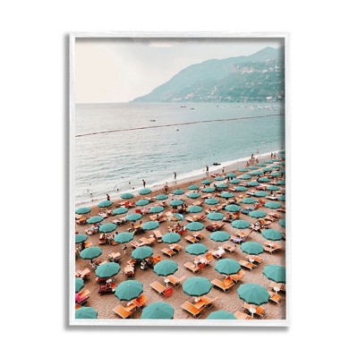 Stupell Industries Beach Umbrellas Coastal Vacation Framed Giclee