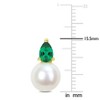 EVERLY JEWELRY | Yellow Plated Sterling Silver 4/5 CT TGW Created Emerald & 8.5 - 9 MM Cultured Freshwater Pearl Fashion Post Earrings - 2 of 4