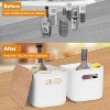 2Pcs Storage Bins with Bamboo Lids Stackable Plastic Storage Container with Handle Storage Box Accessories Holder - 2 of 4