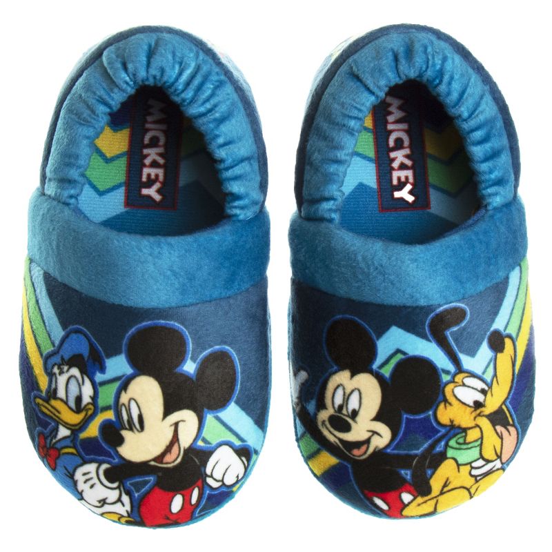 Disney Mickey Mouse Boys Slippers-Kids Plush Lightweight Warm Comfort Soft Aline House Shoes Slippers - Navy Multi (sizes 5-12 Toddler/Little Kid), 1 of 8