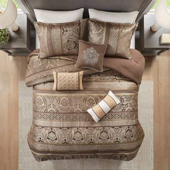 7pc Target Comforter Park Queen Brown Suede Powell Set : - Madison Faux