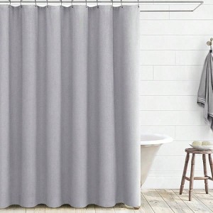 Boho Farmhouse Shower Curtain 72x72 Inch Textured Linen - 1 of 4