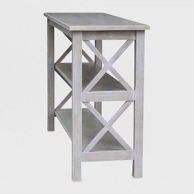 Transitional Hampton 48" Washed Gray Taupe Wood Console Table with Storage