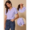 INSPIRE CHIC Women's Plaid Gingham Puff Sleeve Ruffle Peter Pan Collar Shirt - 2 of 4