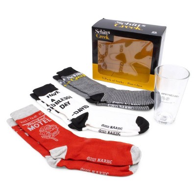 Schitt's Creek Pint Glass and 3 Piece Sock Bundle