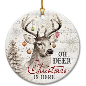 Lomsoe Deer Ornaments for Christmas Tree Deer Gifts Animal Christmas Ornaments Christmas Ceramic Hanging Decor Christmas Gift - 1 of 1
