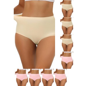 INSPIRE CHIC Women's Elastic High-Waisted Unlined Breathable No-Show Hipster Underwear 9 Packs - 1 of 4
