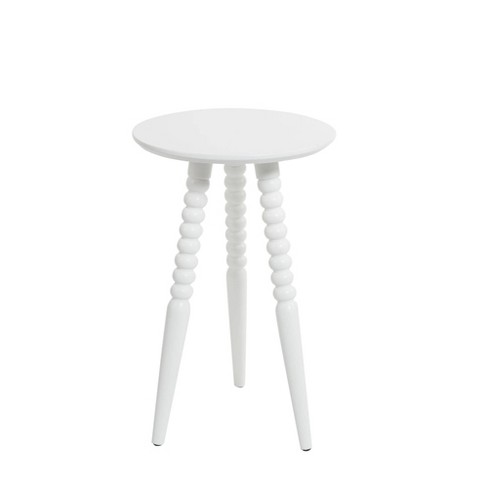 Round Accent Table With Turned Legs, White Round Accent Table