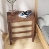 Walnut Bedside Table, 3-Layer Wooden Night Stand with Large Drawers for Bedroom Storage - 3 of 4