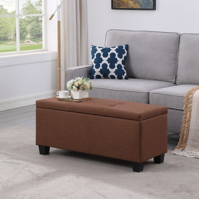 Modern Farmhouse Shoe Bench With Seat Cushion, Light Brown - Modernluxe :  Target