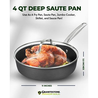 Armor Max 4 Qt Nonstick Aluminum Deep Saute Pan with Lid