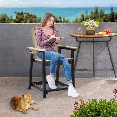 Maggift Patio Accent Chairs, Outdoor Tall Adirondack Chair with High Back, Widened Arms for Backyard, Garden, Yard, Brown, 27.95"*27.09"*45.83"