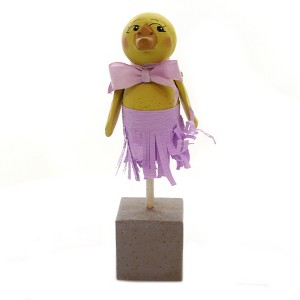 7.5 Inch Lavender Chick Spring Yellow Crepe Paper Skirt Figurines - 1 of 2