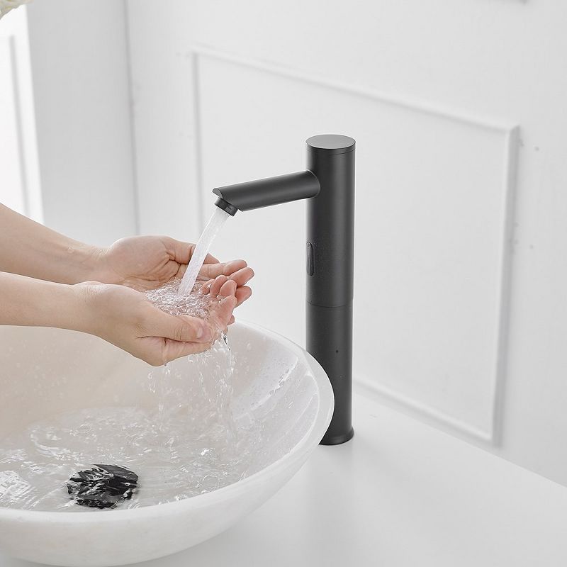 BWE Automatic Sensor Touchless Vessel Sink Faucet Matte Black Single Hole Bathroom with Pop Up Drain, 3 of 7