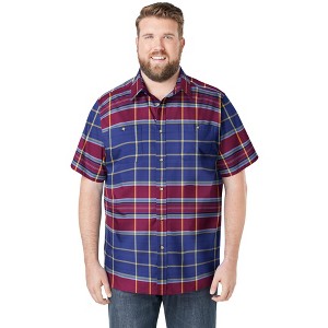 KingSize Short-Sleeve Plaid Sport Shirt - 1 of 4