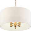 Possini Euro Design Warm Gold Pendant Chandelier 20" Wide Modern White Linen Drum Shade 4-Light Fixture for Dining Room Foyer Kitchen Island Entryway - 3 of 4