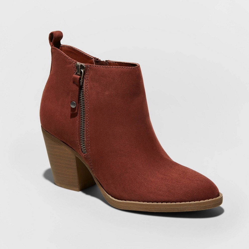 Women's Jameson Microsuede Double Zip Bootie - Universal Thread Burgundy 11, Red was $34.99 now $20.99 (40.0% off)