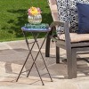 GDFStudio Erato Outdoor Ceramic Mosaic Folding Side Table, Blue, White, and Matte Brown - image 2 of 4