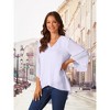 Seta T Women's High Low Asymmetrical Chiffon 3/4 Bell Sleeve V Neck Irregular Hem Casual Blouse - 2 of 4