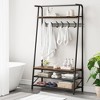 4-in-1 Entryway Hall Tree with Coat Rack, Shoe Bench & Hooks, Industrial Metal Frame Organizer - 3 of 4