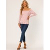 Allegra K Women's Off Shoulder Floral Lace Sheer Long Sleeves Lined Casual Blouse - 4 of 4