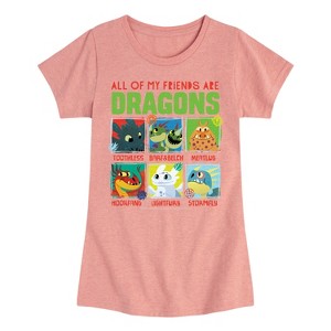 Girls' - How to Train Your Dragon - All My Friends Are Dragons Fitted Short Sleeve Graphic T-Shirt - 1 of 4