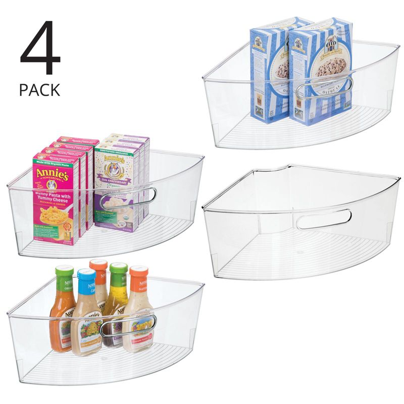 mDesign Plastic Lazy Susan Organizer Bins with Handle for Kitchen, 2 of 10