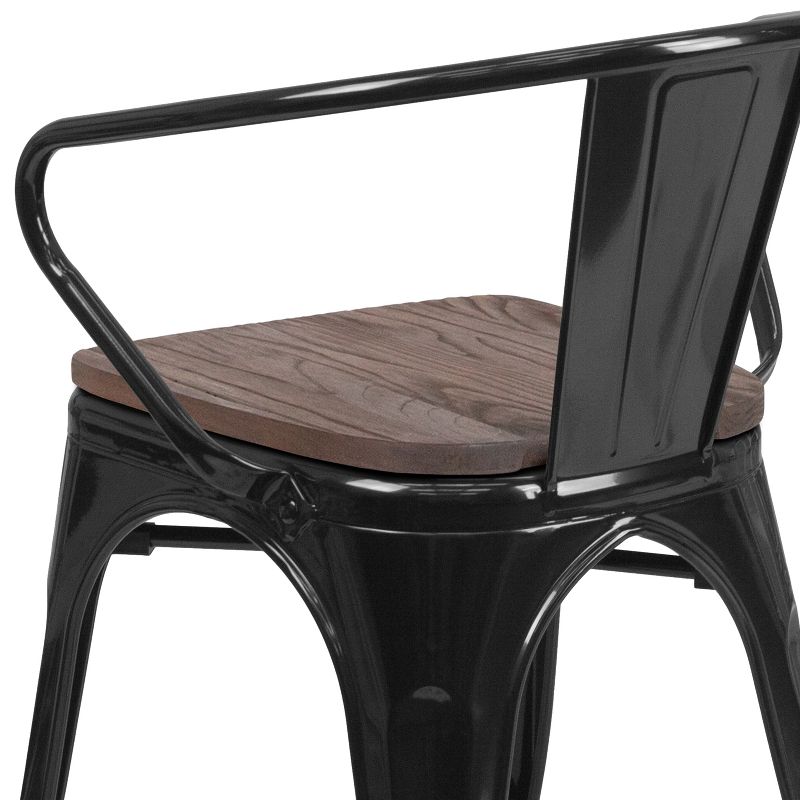 Emma and Oliver Metal Chair with Wood Seat and Arms, 5 of 11