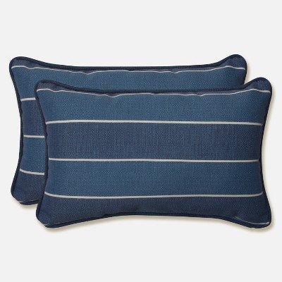 Wickenburg Outdoor 2-Piece Lumbar Throw Pillow Set - Blue - Pillow Perfect: Weather-Resistant, Patio Accents