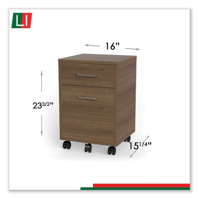 Natural Walnut Mobile 2-Drawer Lockable File Pedestal