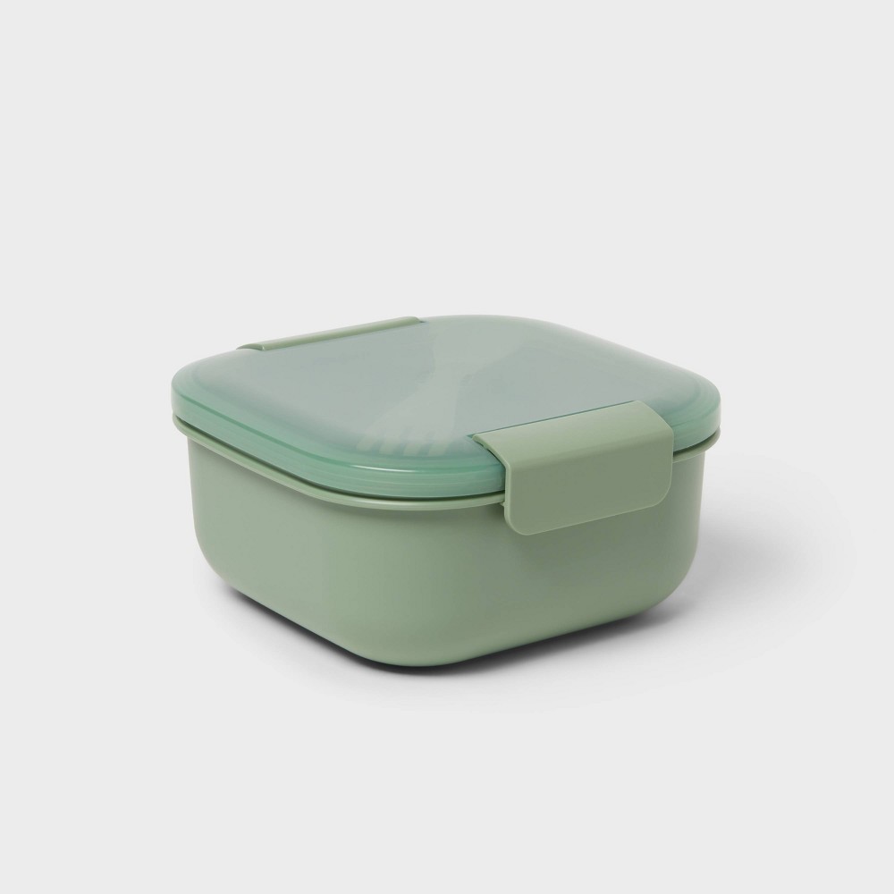 Photos - Food Container Plastic Salad Container with Utensil Green - Room Essentials™