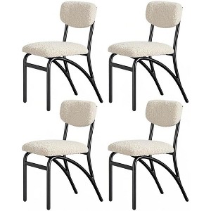 Acekool Boucle Dining Chairs Set of 2/4 with Mid-Century Arched Back and Metal Legs, Upholstered Accent Side Chairs for Kitchen & Living Room - 1 of 4