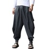 COOFANDY Men Harem Pants Baggy Linen Cotton Boho Yoga Pants Summer Beach Pants Casual Drop Crotch Trouser - 3 of 4