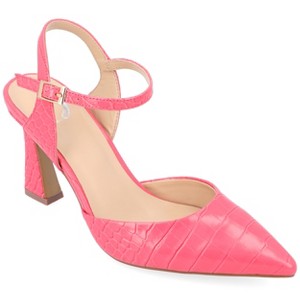 Journee Collection Womens Nixey Croco Texture Buckle Pointed Toe Pumps - 1 of 4