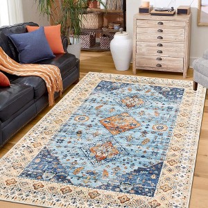 Washable Rug Vintage Distressed Boho Rugs Carpet Indoor Non-Slip Stain Resistant Accent Rug - 1 of 4
