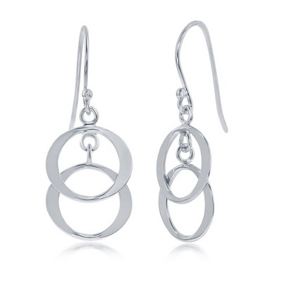 Bella Silver Sterling Silver Double Dangling Circles Earrings - Silver