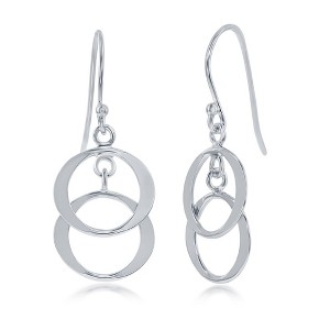 Bella Silver Sterling Silver Double Dangling Circles Earrings - Silver - 1 of 2