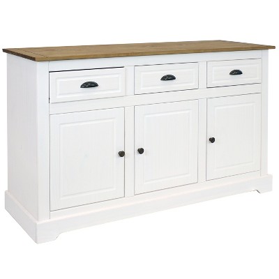 Sunnydaze Sideboard With 3 Drawers And 3 Doors - Solid Pine ...