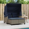 vidaXL Patio Sofa 2-Seater with Canopy and Stools Gray Poly Rattan - 3 of 4