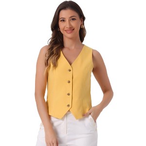 INSPIRE CHIC Women's Fashion Sleeveless Button Down V Neck Crop Summer Vest - 1 of 4