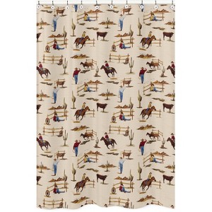 Sweet Jojo Designs Boy Shower Curtain 72in.x72in. Wild West Cowboy Multicolor - 1 of 4