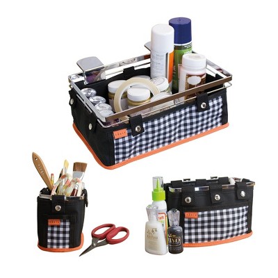 Chrome Double Pocket Table Tidy with Removable Fabric