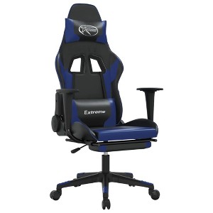 vidaXL Gaming Chair with Footrest, Black and Blue, Faux Leather - 1 of 4
