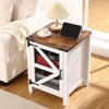18" Rustic Farmhouse Nightstand | Wood Side Table with Charging Station, Adjustable Shelf & Mesh Barn Door – Bedroom, Living Room - 4 of 4