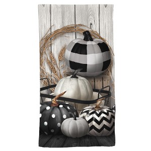 Briarwood Lane Fall Hand Towel 26x18 Black and White Pumpkins For Fall Hand Towel - 1 of 3