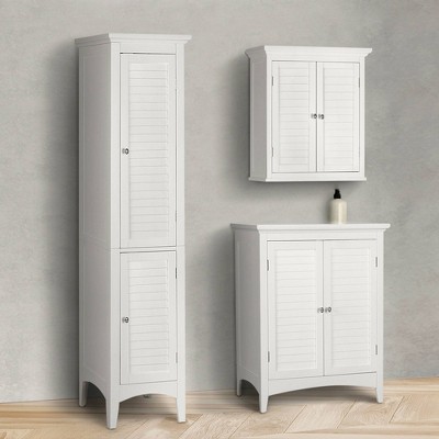 Elegant Home Fashions Wooden Bathroom Corner Wall Storage Cabinet